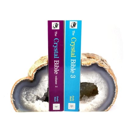 Agate Bookends ~13cm  Natural Grey