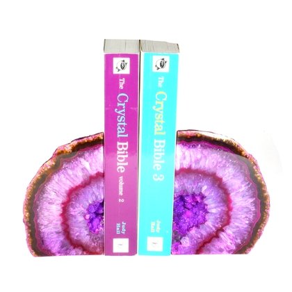 Agate Bookends ~14cm  Pink