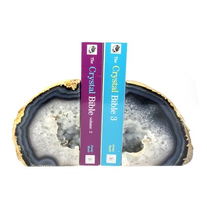 Agate Bookends ~17cm  Natural Grey