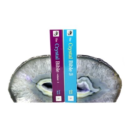 Agate Bookends ~19cm  Natural Grey