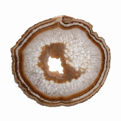 Agate Slice - Banded brown with crystal centre ~ 150mm