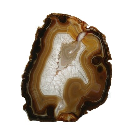 Agate Slice - Banded brown with crystal centre ~210mm