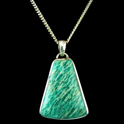 Amazonite & Silver Pendant - Rounded Trapezium 35mm