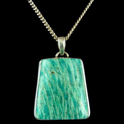 Amazonite & Silver Pendant - Trapezium 30mm