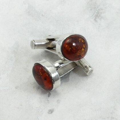 Amber 925 Antique Silver Cufflinks ~13mm