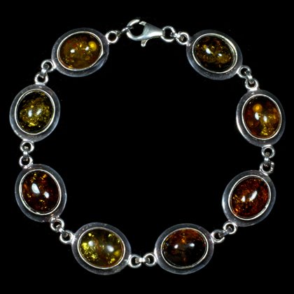 Amber & Silver Gemstone Bracelet (Length - 20cm)