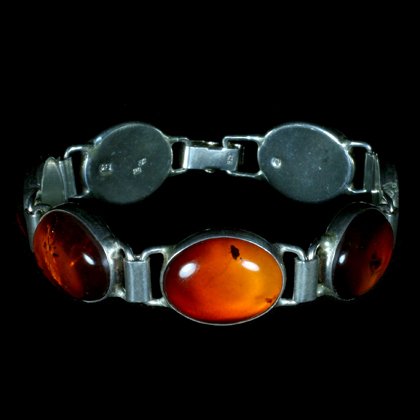 Amber & Silver Gemstone Bracelet (Length - 20cm)