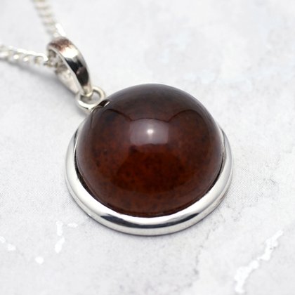 Amber & Silver Pendant ~21mm