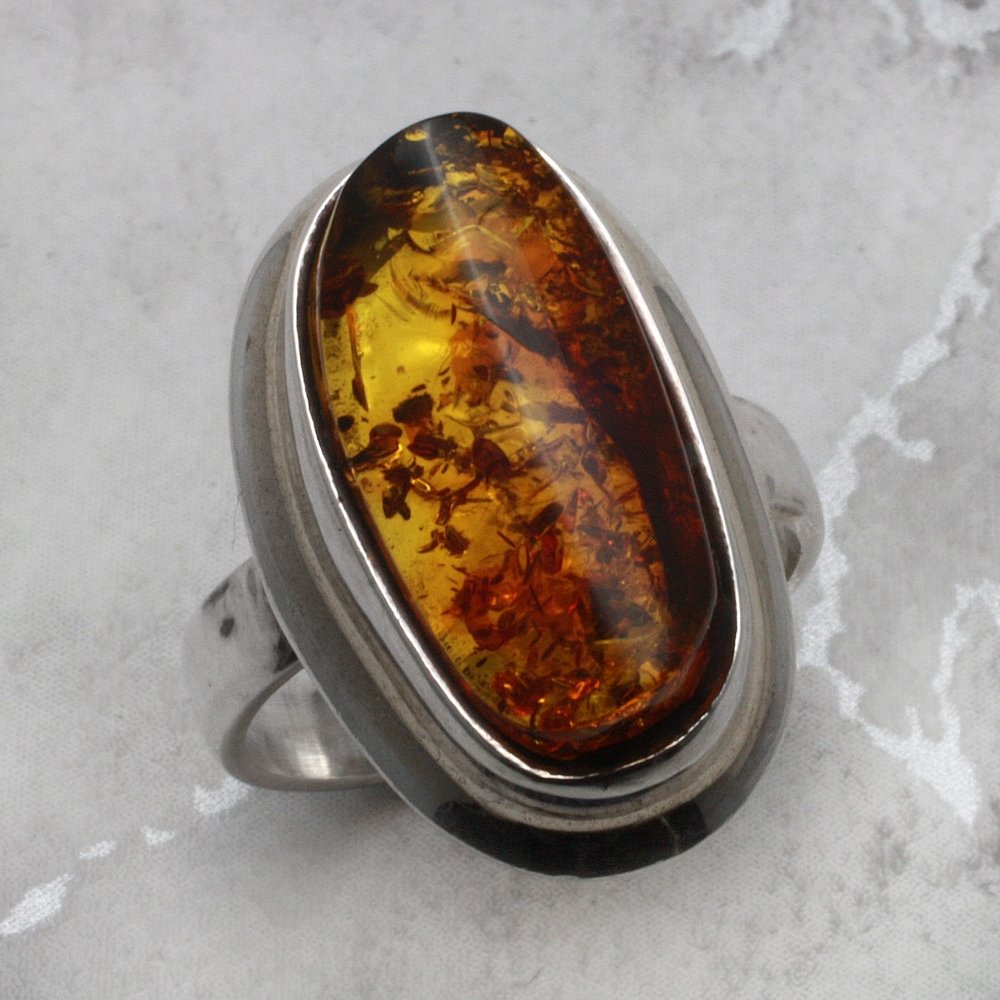 Designer Square Amber Ring | Exotic India Art