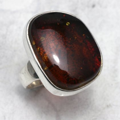 Amber and Silver Ring - Size R/9