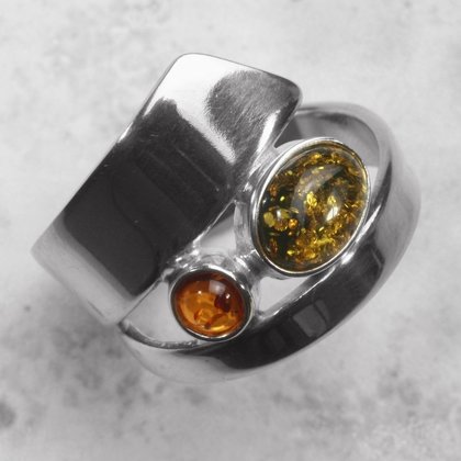 Amber & Silver Ring US 9 UK S