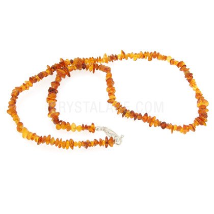 Amber Gemstone Chip Necklace with Clasp