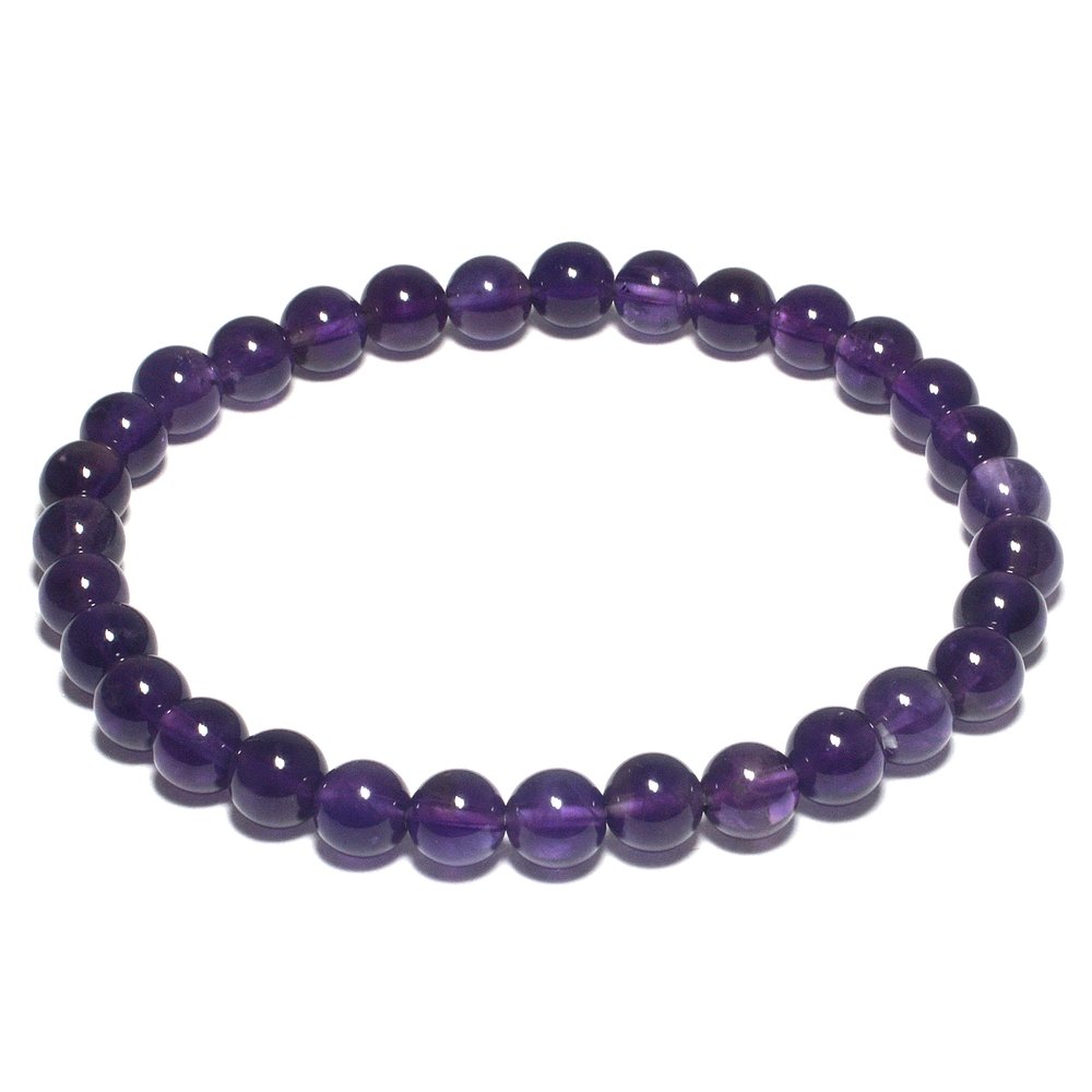 Amethyst 6mm Round Bead Bracelet