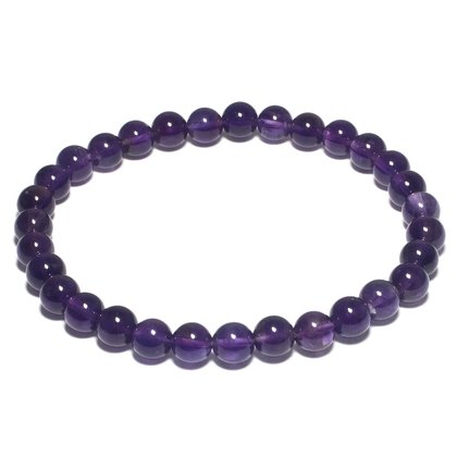 Amethyst 6mm Round Bead Bracelet