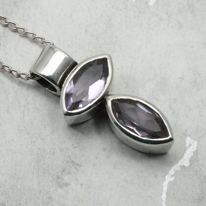 Amethyst 925 Silver Pendant ~18mm