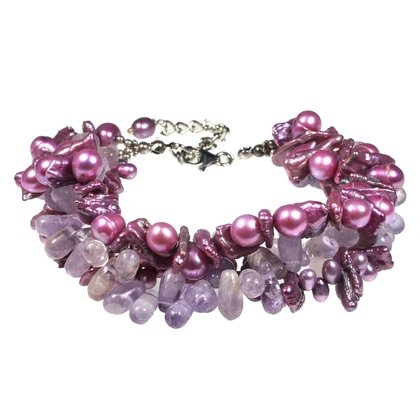 Amethyst & Freshwater Pearl Bracelet with Clasp