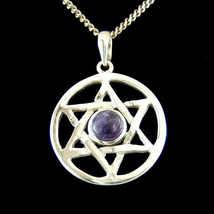 Amethyst & Silver Hexagram - 20mm