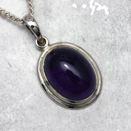 Amethyst & Silver Pendant ~20mm