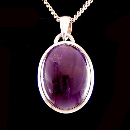 Amethyst & Silver Pendant - Oval 24mm