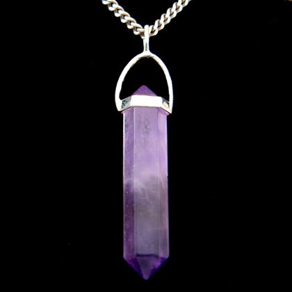 Amethyst & Silver Polished Double Terminated Point Pendant - 35mm