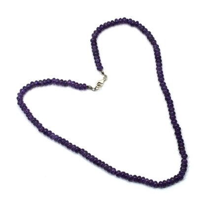 Amethyst Polished Bead Necklace with clasp - 16 Inches