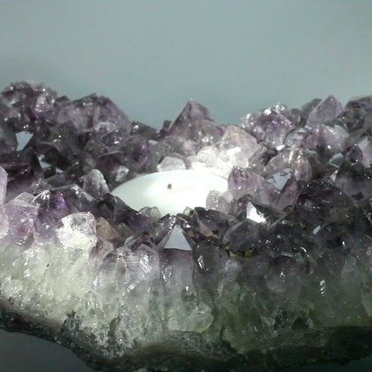 AMAZING Amethyst Tea Light Candle Holder ~15.5 x 12cm