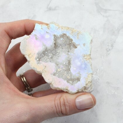Angel Aura Quartz Geode ~83x60mm