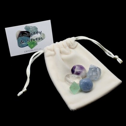 Anxiety & Stress Crystal Healing Pack & Reference Card