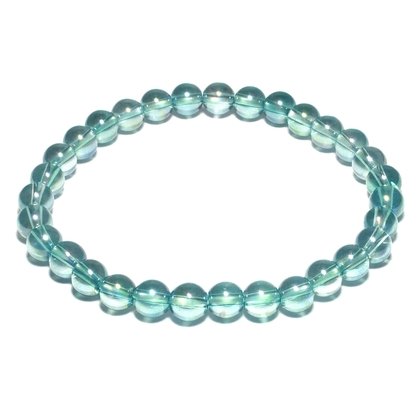 Aqua Aura Quartz 6mm Round Bead Bracelet