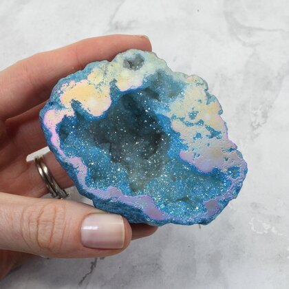 Aqua Aura Quartz Geode ~81x61mm