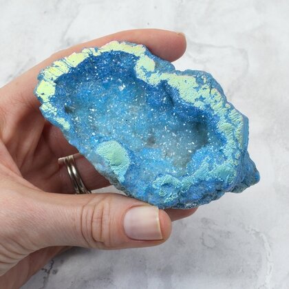 Aqua Aura Quartz Geode ~96x55mm