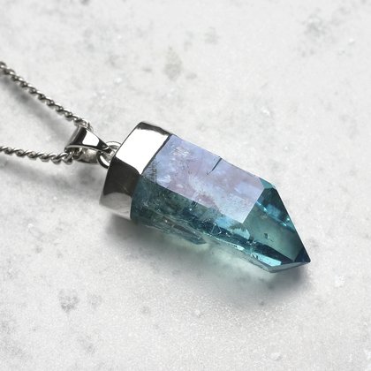 Aqua Aura Quartz Pendant ~28mm