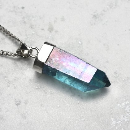 Aqua Aura Quartz Pendant ~32mm