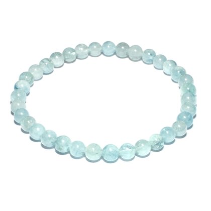 Aquamarine 6mm Round Bead Bracelet