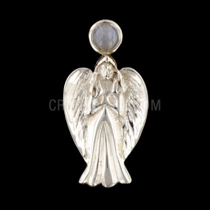 Arch Angel Silver Pendant with Moonstone Stone - 42mm