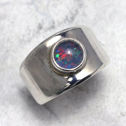 Australian Blue Opal Ring in 925 Silver