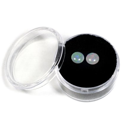 Australian Fire Opal Pair Of Round Cabochon Doublets