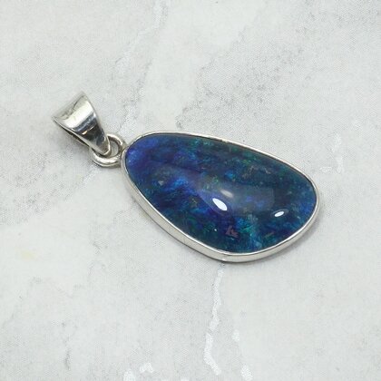 Australian Opal 925 Silver Pendant ~28mm