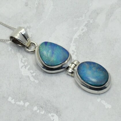 Australian Opal 925 Silver Pendant ~38mm