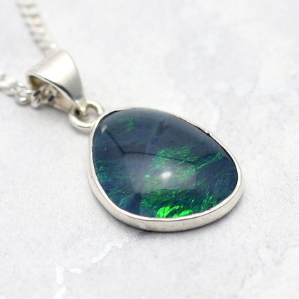 Australian Opal & Silver Pendant  ~18mm