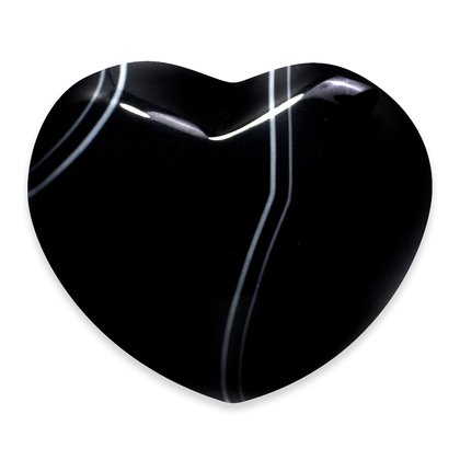 Banded Black Agate Heart ~45mm