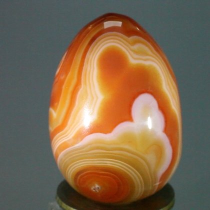 BEAUTIFUL Banded Carnelian Crystal Egg ~49mm