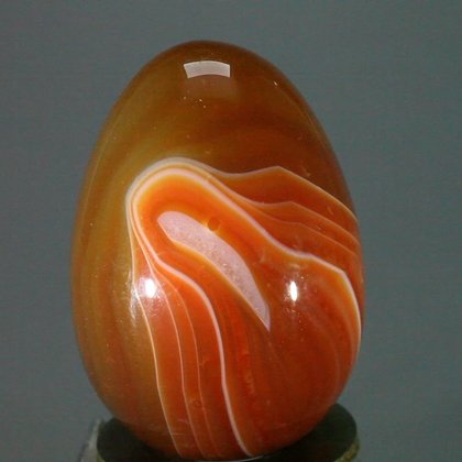 BEAUTIFUL Banded Carnelian Crystal Egg ~49mm