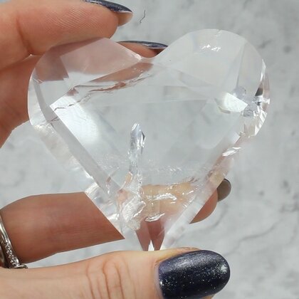 Beautiful Quartz Faceted Polished Heart ~66x66mm
