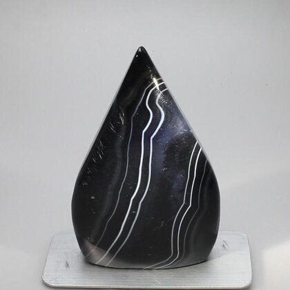 Black Agate Crystal Flame ~82x53mm