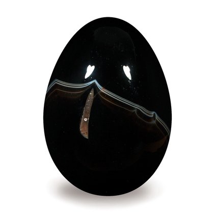 Black Banded Onyx Crystal Egg ~48mm