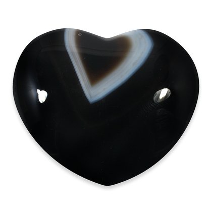 Black Banded Onyx Crystal Heart ~40mm