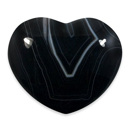 Black Banded Onyx Crystal Heart ~40mm