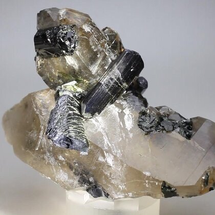 Black/Green Tourmaline & Quartz Mineral Specimen ~105mm
