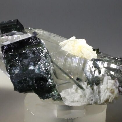Black/Green Tourmaline & Quartz Mineral Specimen ~80mm